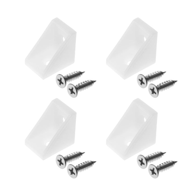 MroMax 100Pcs Plastic Corner Braces White L Brackets, 0.79" x 0.79" x 0.59" (LxWxH) Right Angle Bracket, Ideal for Supporting/Reinforcing Light-Duty Shelves, DIY Projects and Furniture Assembly - Image 1